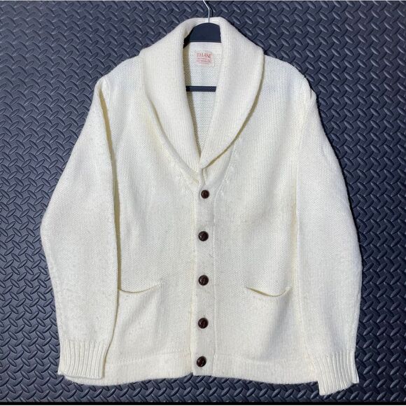 Vintage Thane Crème Fisherman Shawl Collar Cardigan Sweater Women's‎ Sz XL - Picture 1 of 6